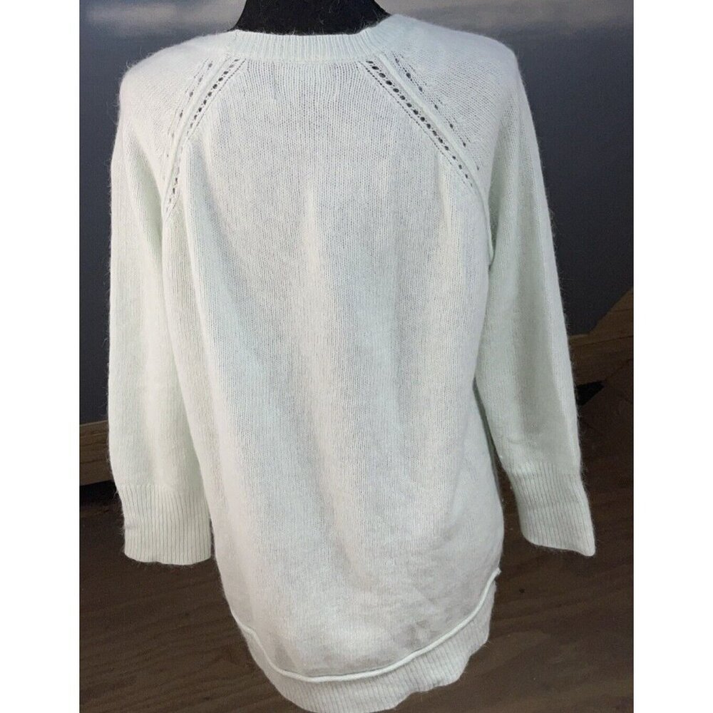 Cynthia Rowley Women L  Seafoam Green Angora Rabbit Hair Nylon Knit Soft Sweater - Picture 7 of 10